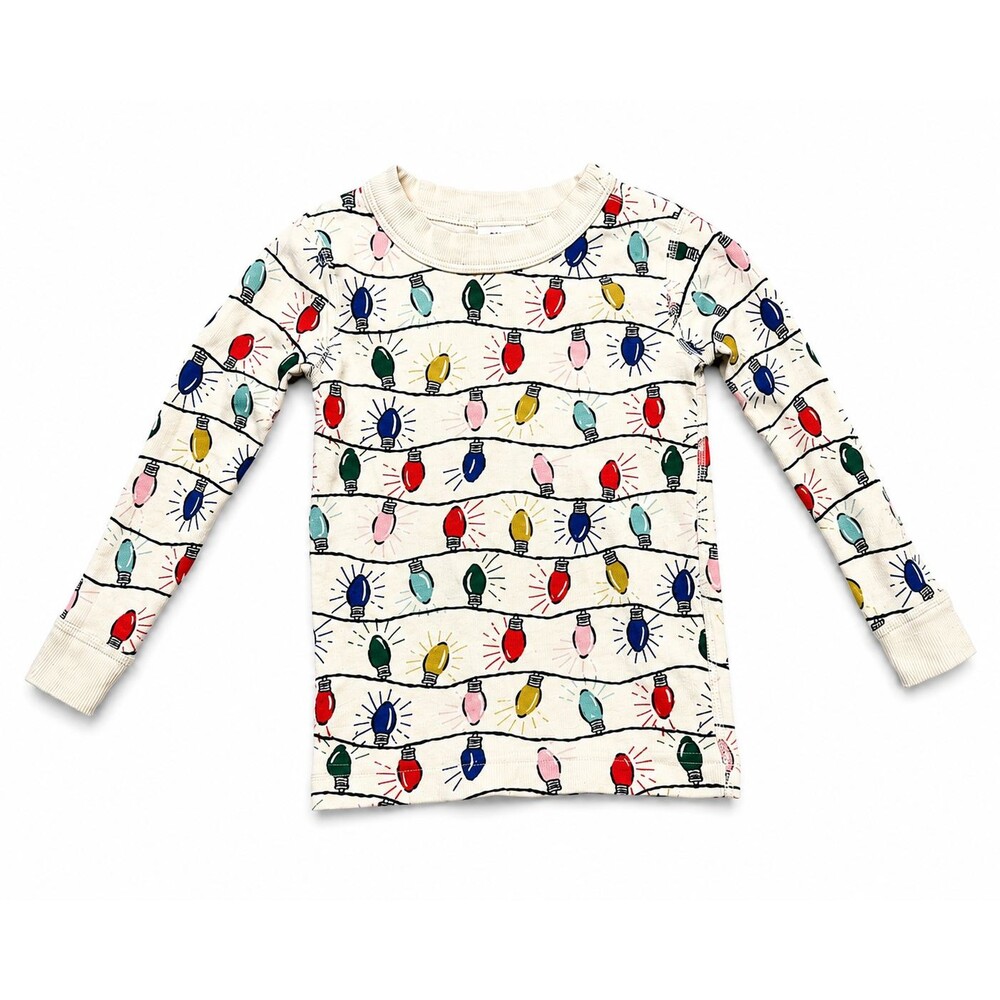 Hanna Andersson Christmas Lights Organic Cotton Pajama Top Shirt Toddler 3T 90 c